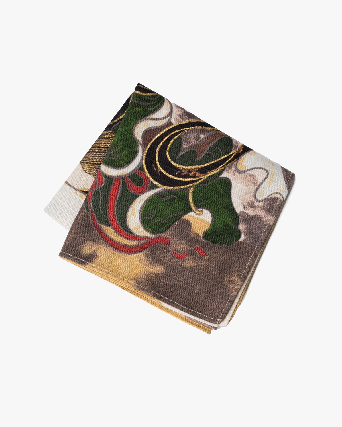 Modern Furoshiki, Musubi, Ukiyo-e, Fujin and Raijin, Auspicious Cloud Beige 19" x 19"