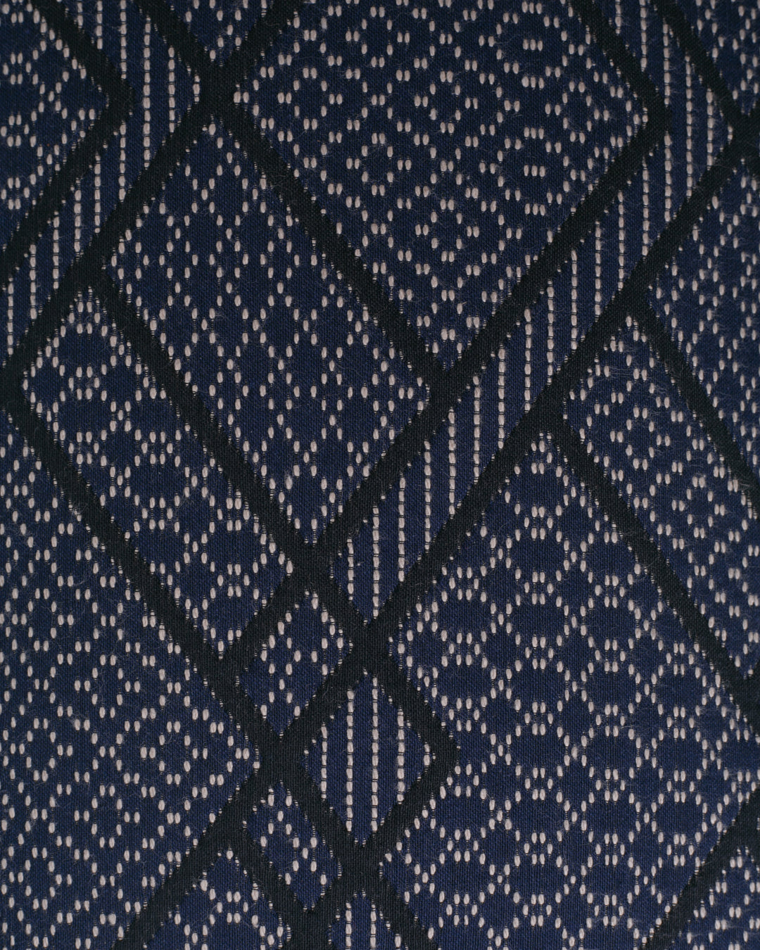 Kiriko Original Pillow, Navy with Black Diamond Patterns and White