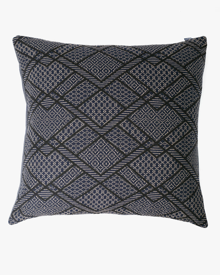 Kiriko Original Pillow, Navy with Black Diamonds and White patterns