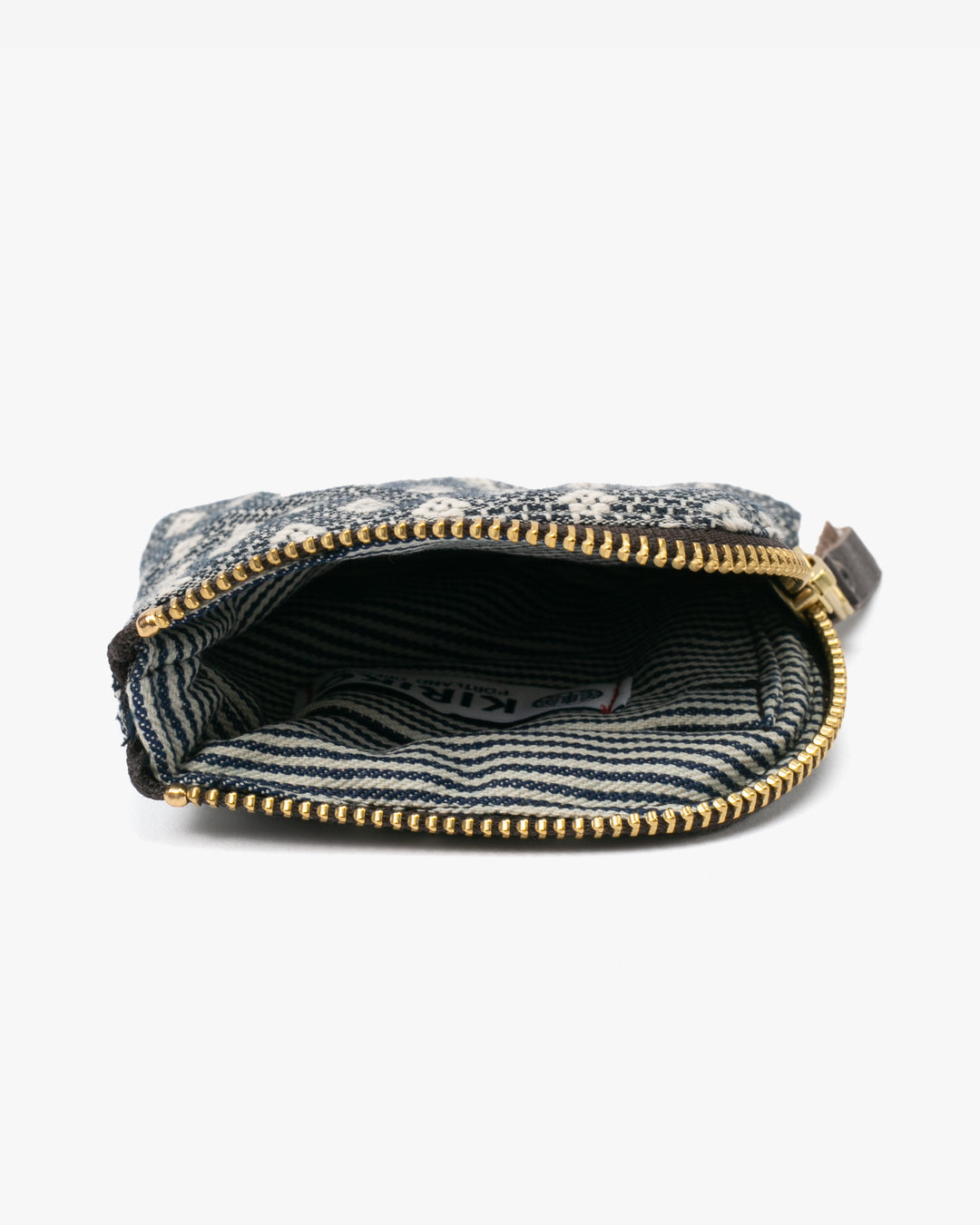 Kiriko Original, Zipper Wallet, Indigo and White, Kogin Sashiko Hishi