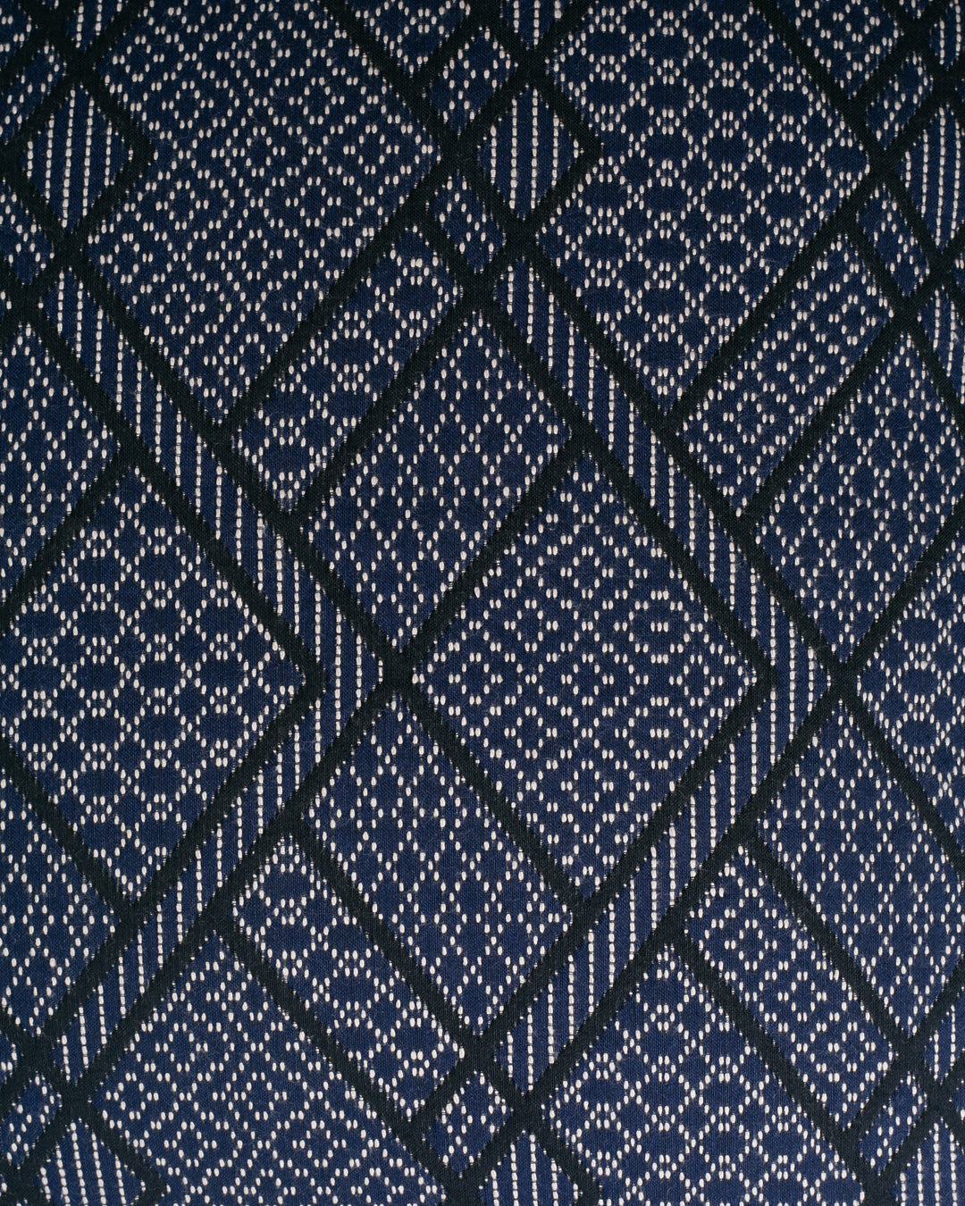 Kiriko Original Pillow, Navy with Black Diamonds and White patterns