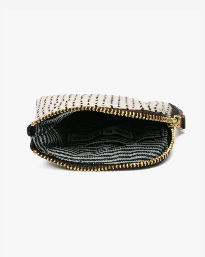 Kiriko Original, Zipper Wallet, Dark Indigo and White, Sashiko