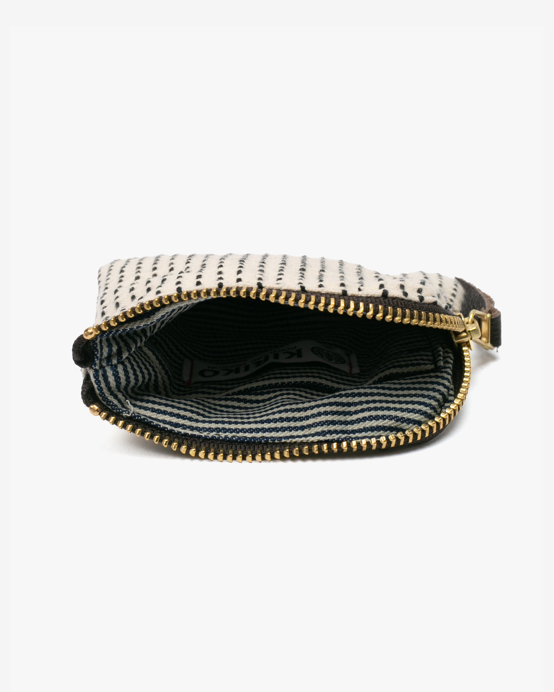 Kiriko Original, Zipper Wallet, Dark Indigo and White, Sashiko