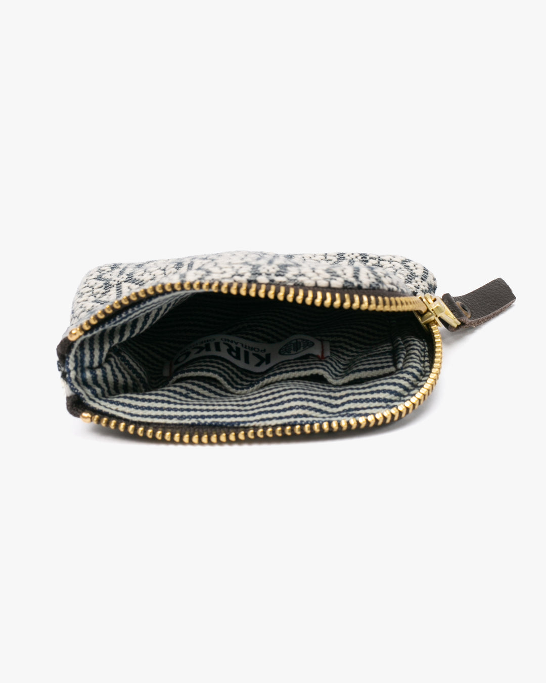 Kiriko Original, Zipper Wallet, White and Indigo, Kogin Sashiko Asanoha