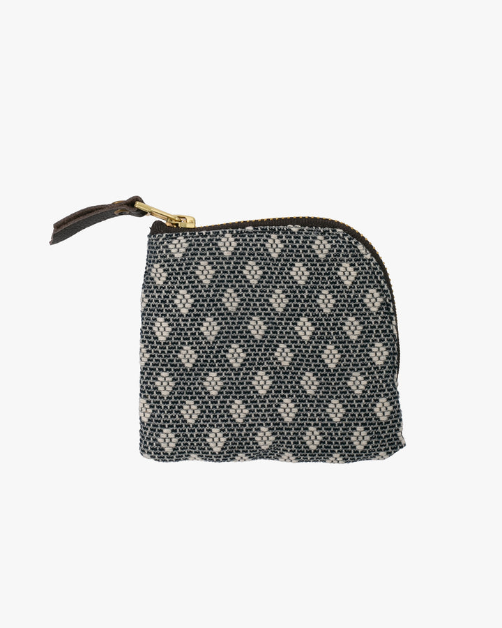 Kiriko Original, Zipper Wallet, Indigo and White, Kogin Sashiko Hishi