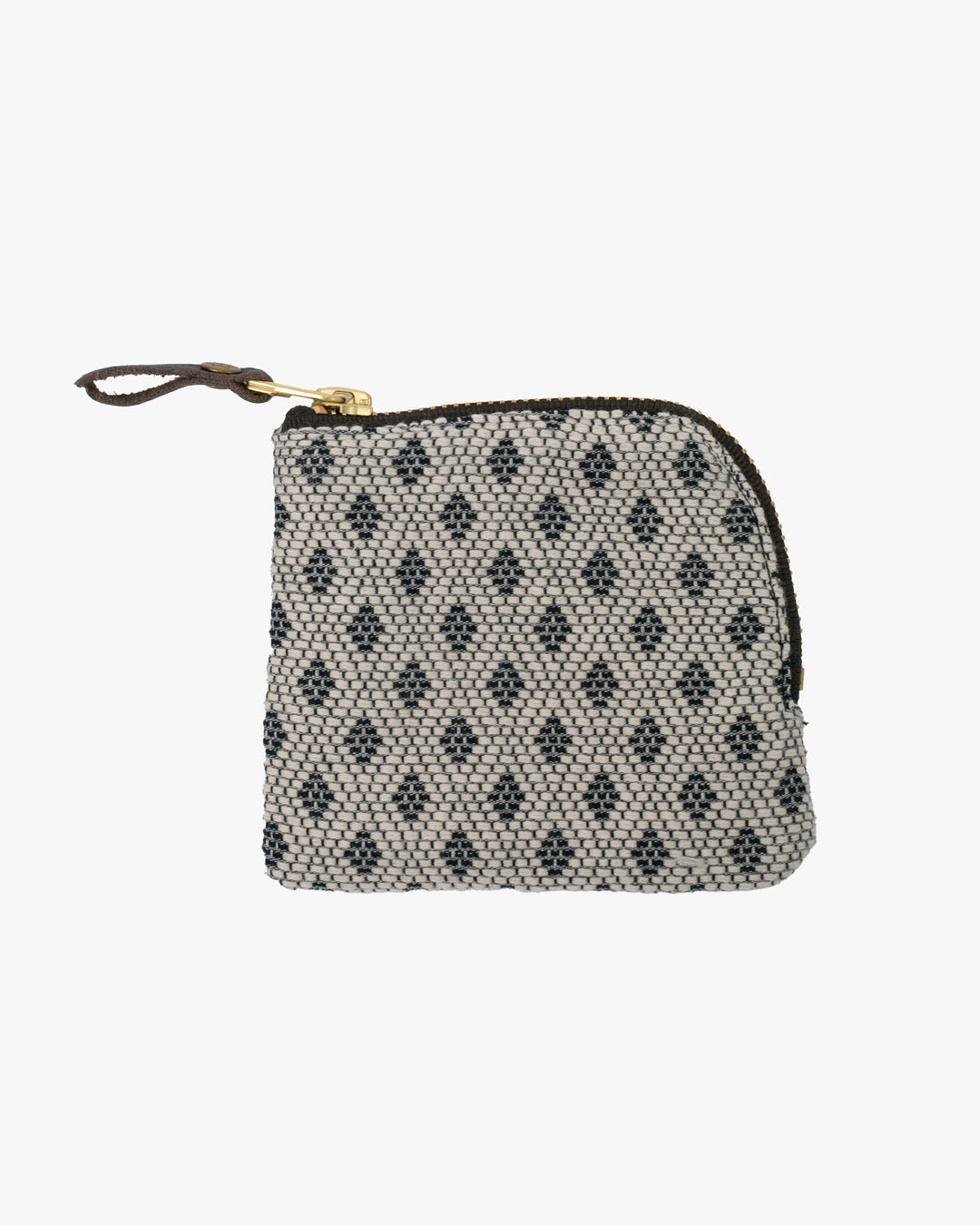 Kiriko Original, Zipper Wallet, White and Indigo, Kogin Sashiko Hishi