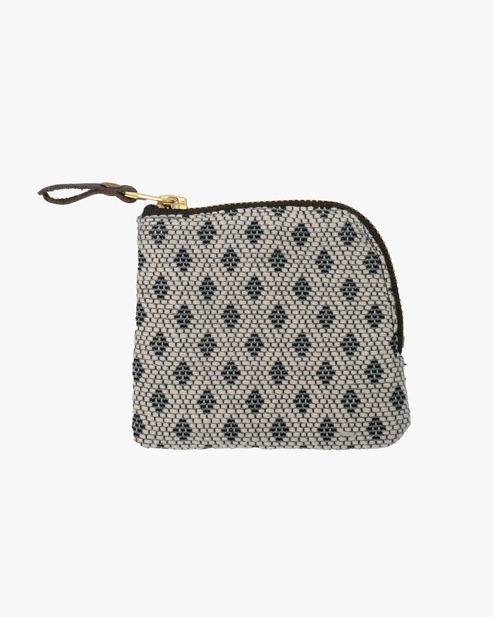 Kiriko Original, Zipper Wallet, White and Indigo, Kogin Sashiko Hishi