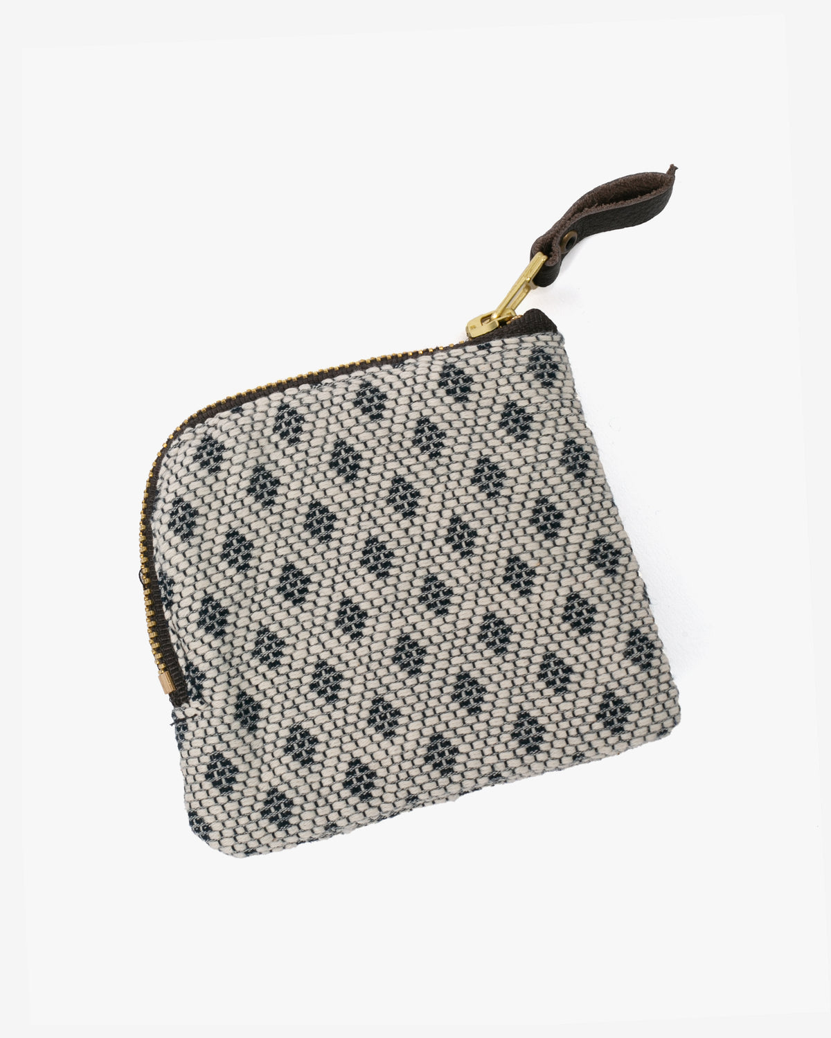 Kiriko Original, Zipper Wallet, White and Indigo, Kogin Sashiko Hishi