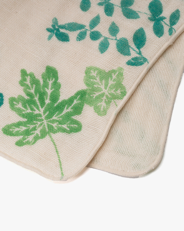 Japanese Handkerchief, Quadrupled Layered Gauze, Musubi Organic, Herb Green