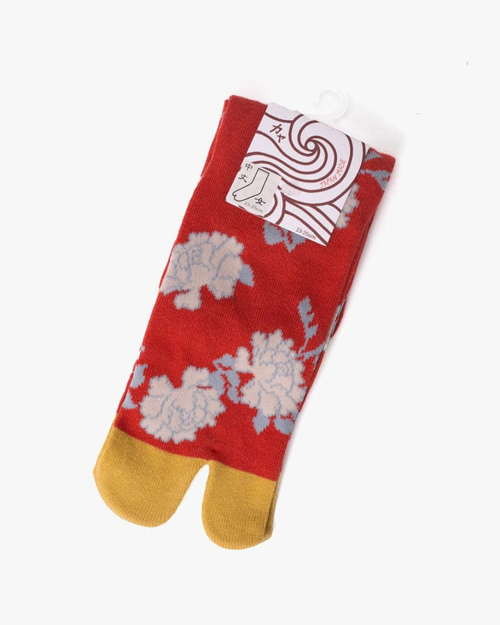 Tabi Socks, Red, Small Peony(S/M)