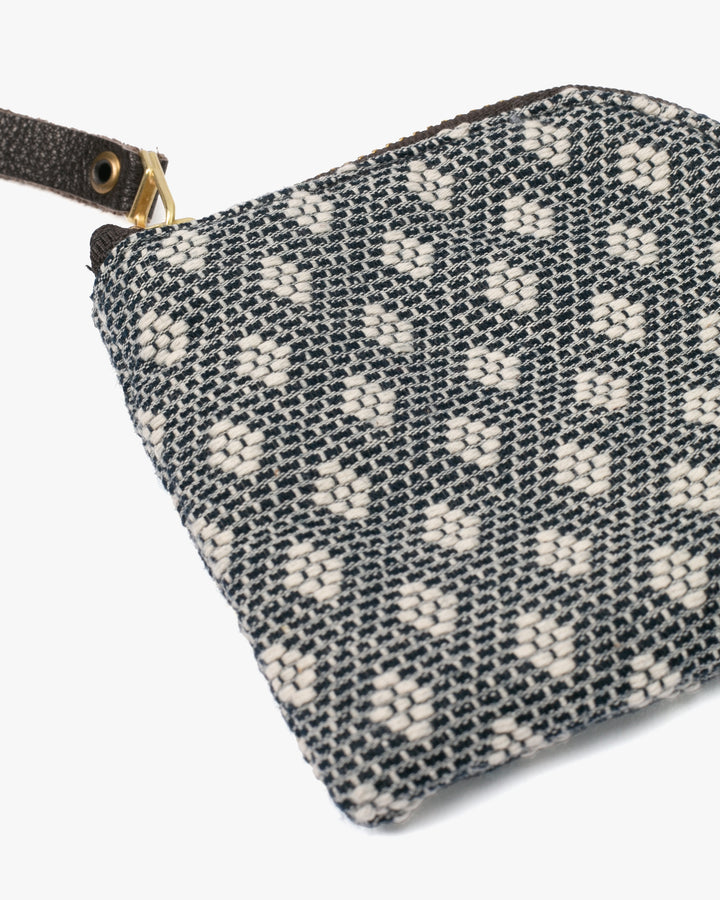 Kiriko Original, Zipper Wallet, Indigo and White, Kogin Sashiko Hishi