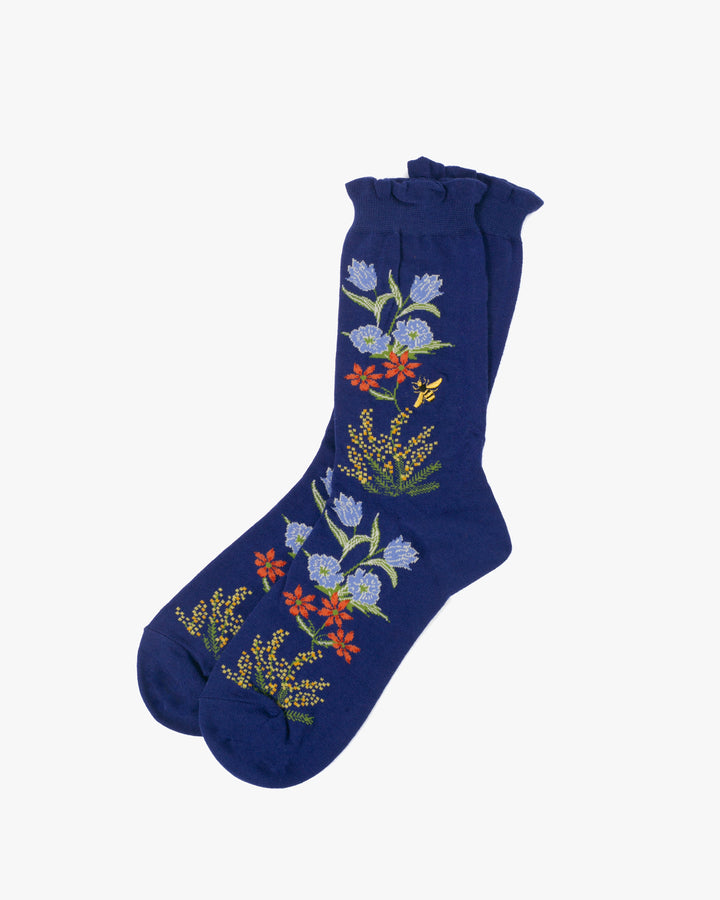 Debby Co. Crew Socks, Andeotte Collection, Cobalt Blue