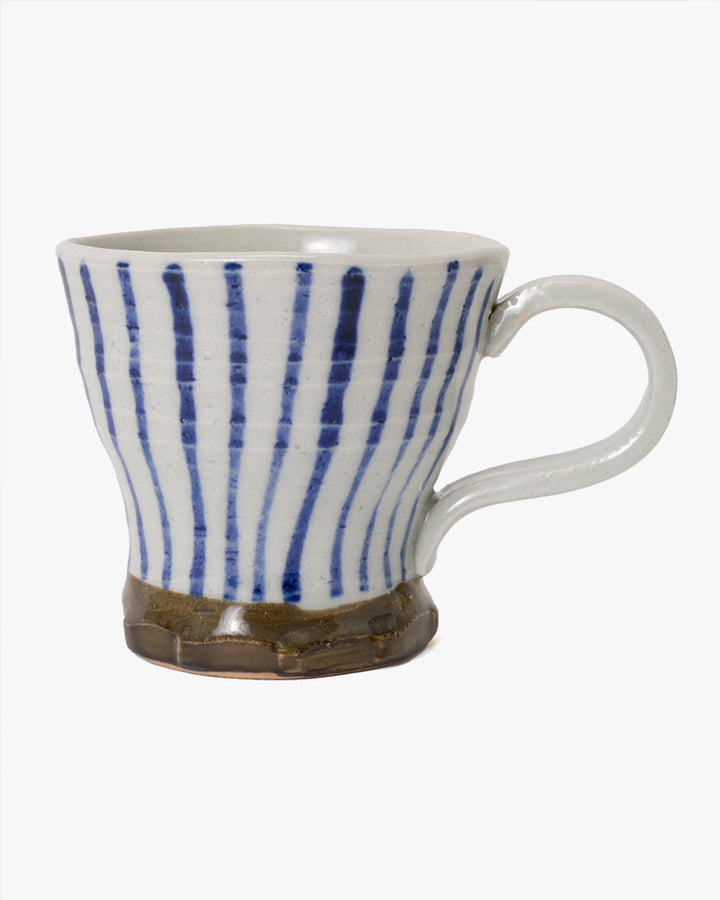 Mug, Bisque, White with Blue Stripe