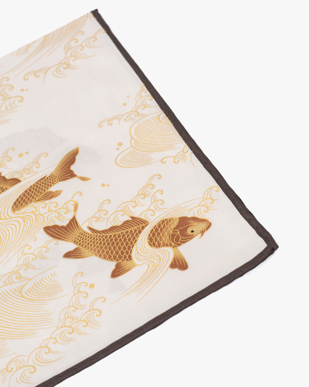 Japanese Handkerchief, Classic, White and Gold Carp