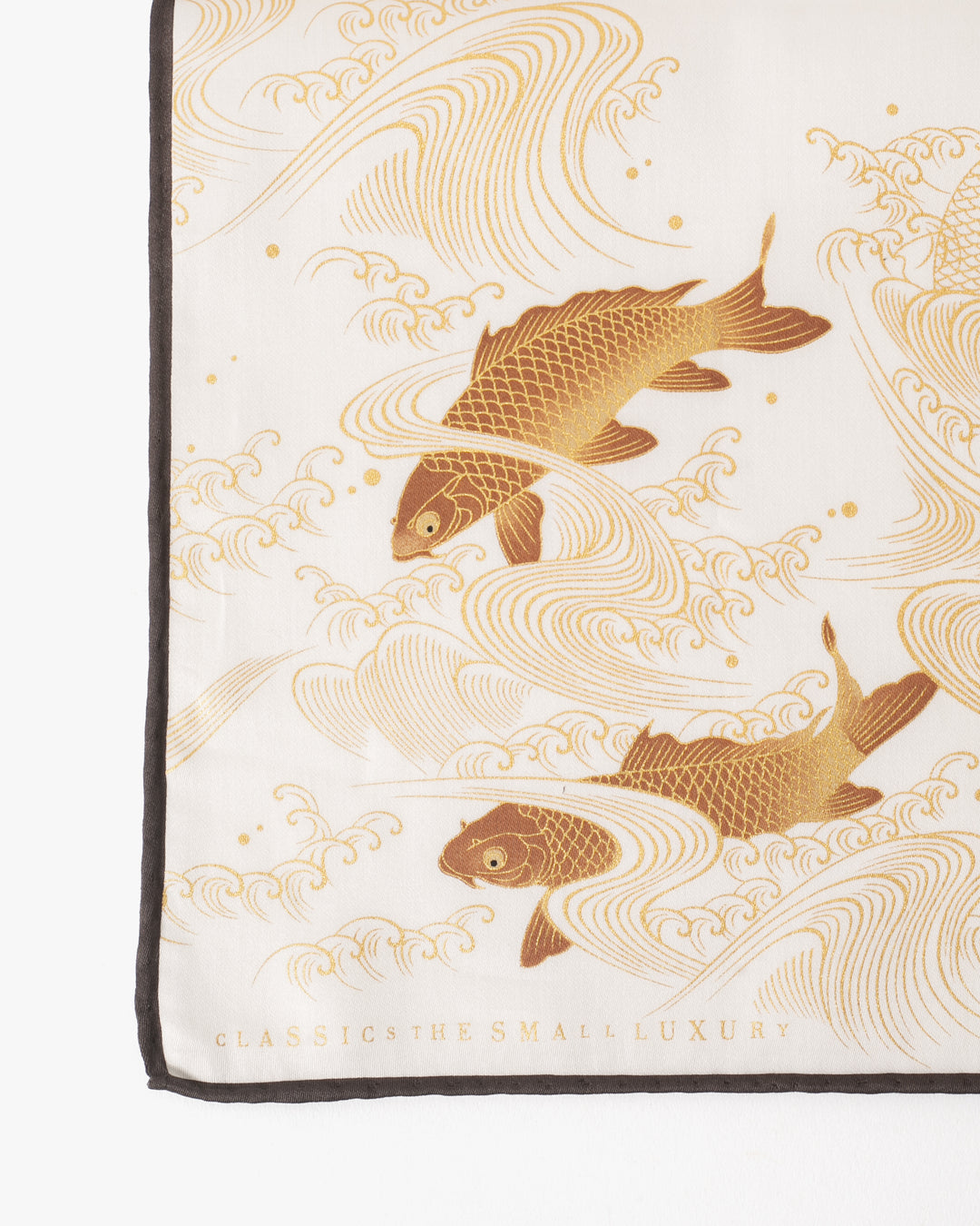 Japanese Handkerchief, Classic, White and Gold Carp