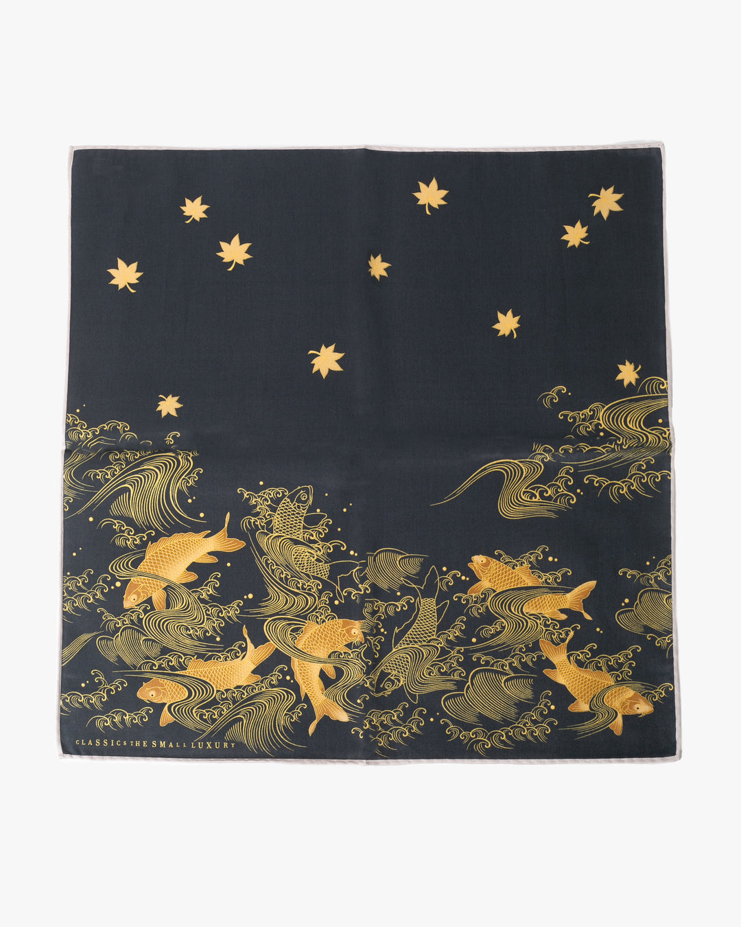 Japanese Handkerchief, Classic, Black and Gold Carp