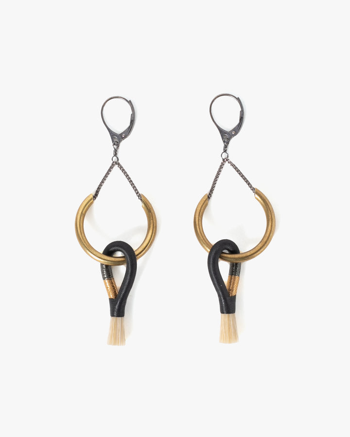 Boet Tiny Dancers Earrings, Black and Gold with Blonde