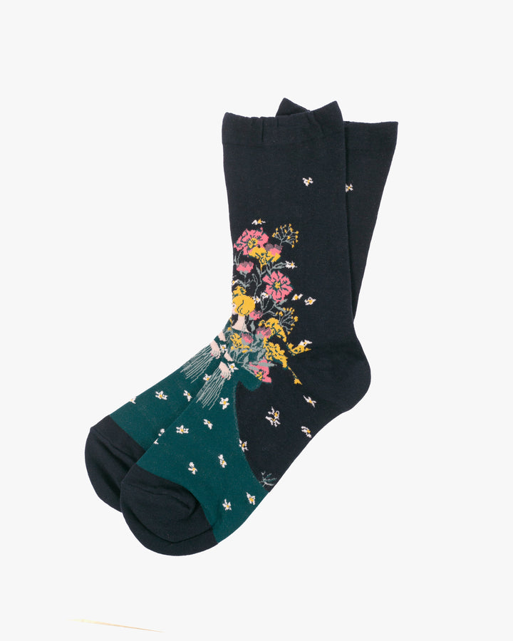 Debby Co. Crew Socks, Andeotte Collection, Navy Floral