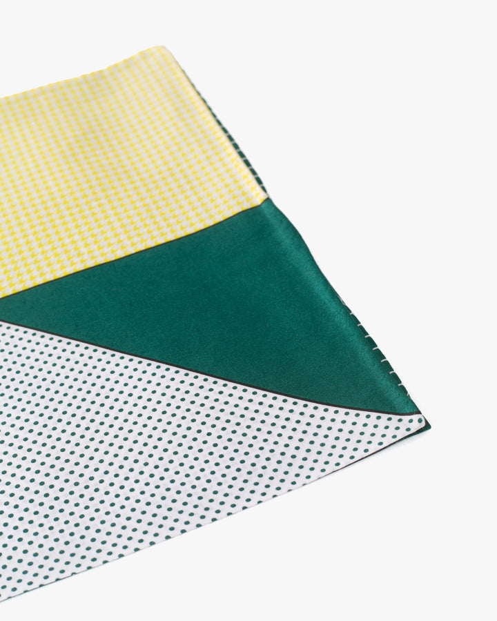 Japanese Handkerchief, Classic, Green and Yellow Geometric Shapes