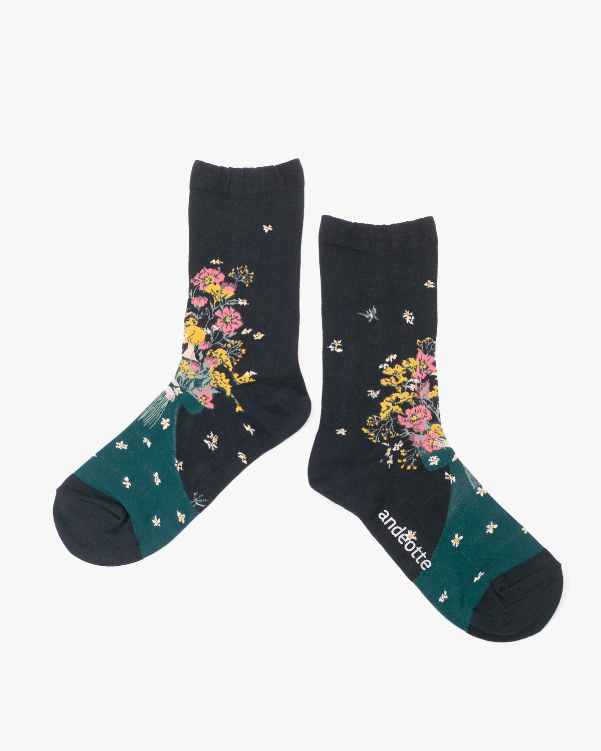 Debby Co. Crew Socks, Andeotte Collection, Navy Floral