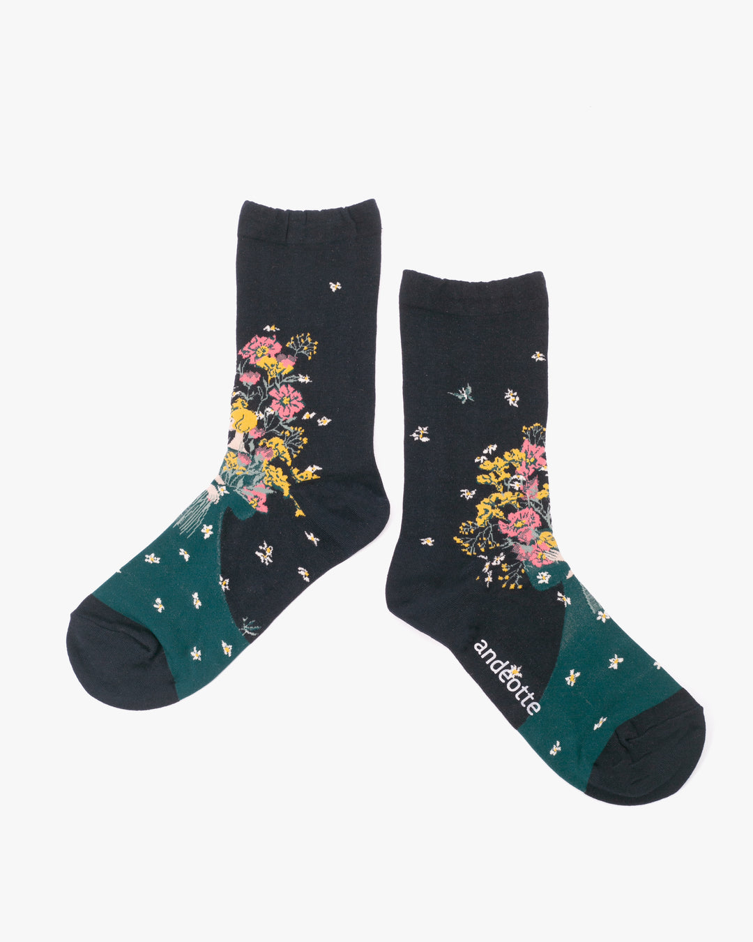 Debby Co. Crew Socks, Andeotte Collection, Navy Floral