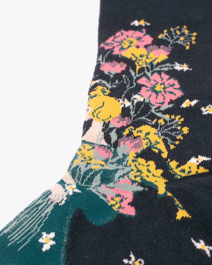 Debby Co. Crew Socks, Andeotte Collection, Navy Floral