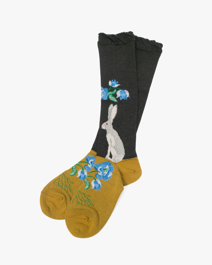 Debby Co. Crew Socks, Andeotte Collection, Gray Bunny
