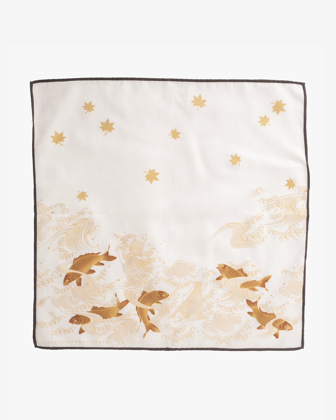 Japanese Handkerchief, Classic, White and Gold Carp