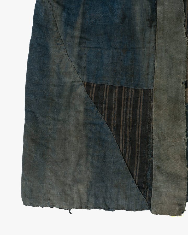 Vintage Noragi Jacket, Patched, Blue, Brown, Black, and Cream