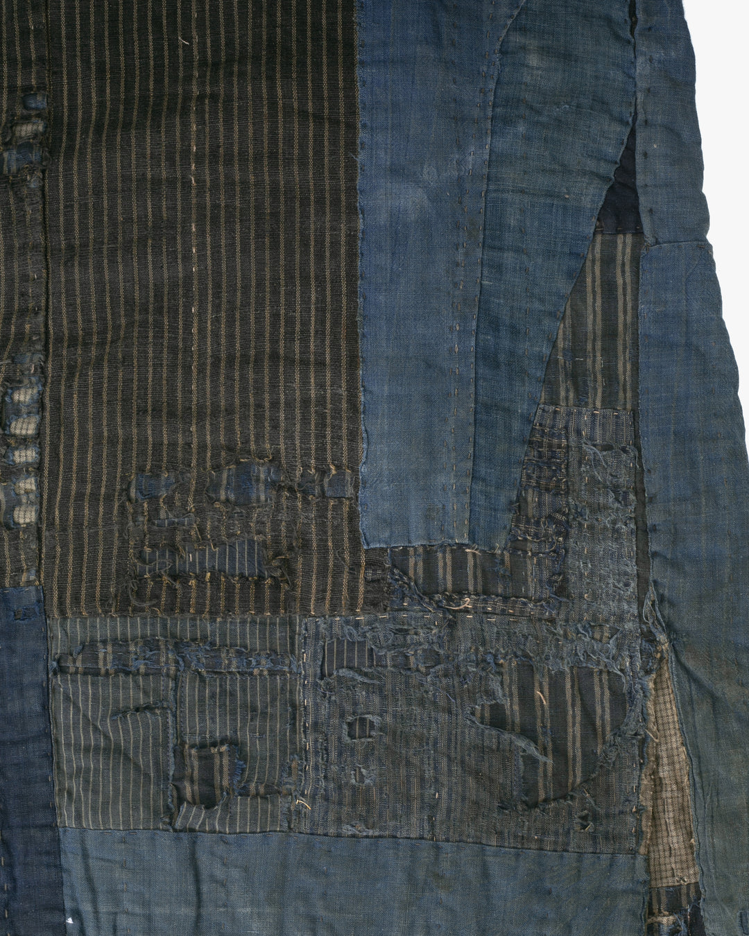 Vintage Noragi Jacket, Patched, Blue, Brown, Black, and Cream