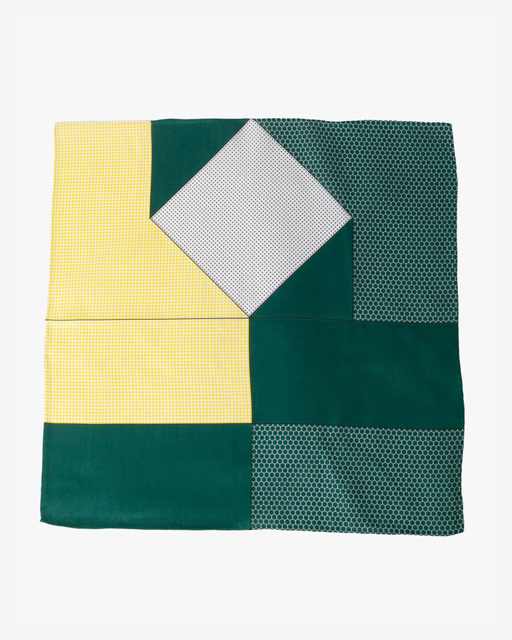 Japanese Handkerchief, Classic, Green and Yellow Geometric Shapes