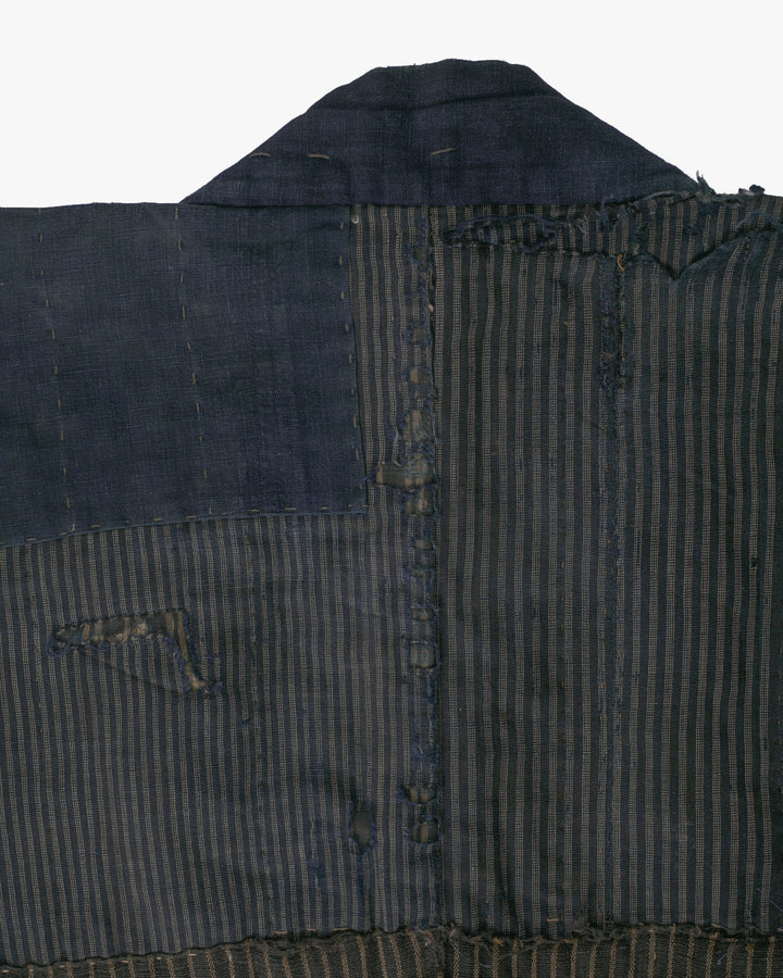 Vintage Noragi Jacket, Patched, Blue, Brown, Black, and Cream