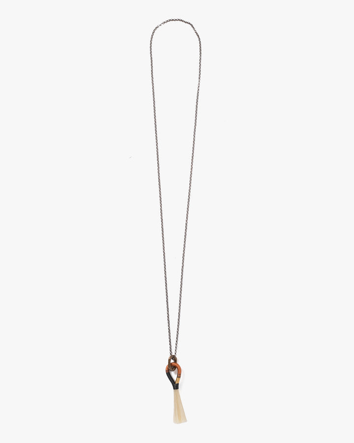 Boet Necklace, Horse Tassel, Black, Copper, and Gold with Blonde