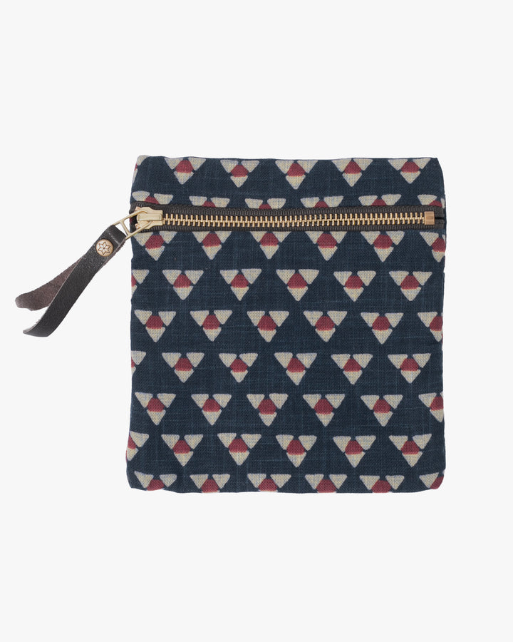 Kiriko Original Flat Zipper Pouch, Small, Indigo Uroko