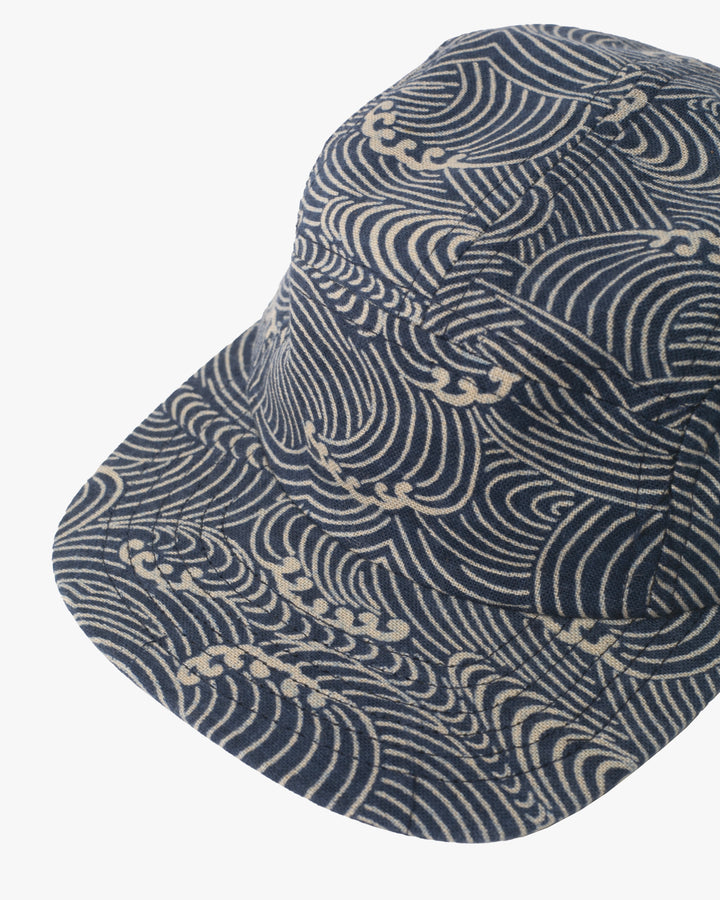 Kiriko Original Cap, 5-Panel Indigo Nami with Solid Indigo Underbill