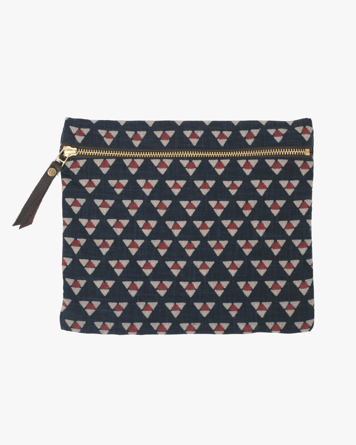 Kiriko Original Flat Zipper Pouch, Medium, Indigo Uroko