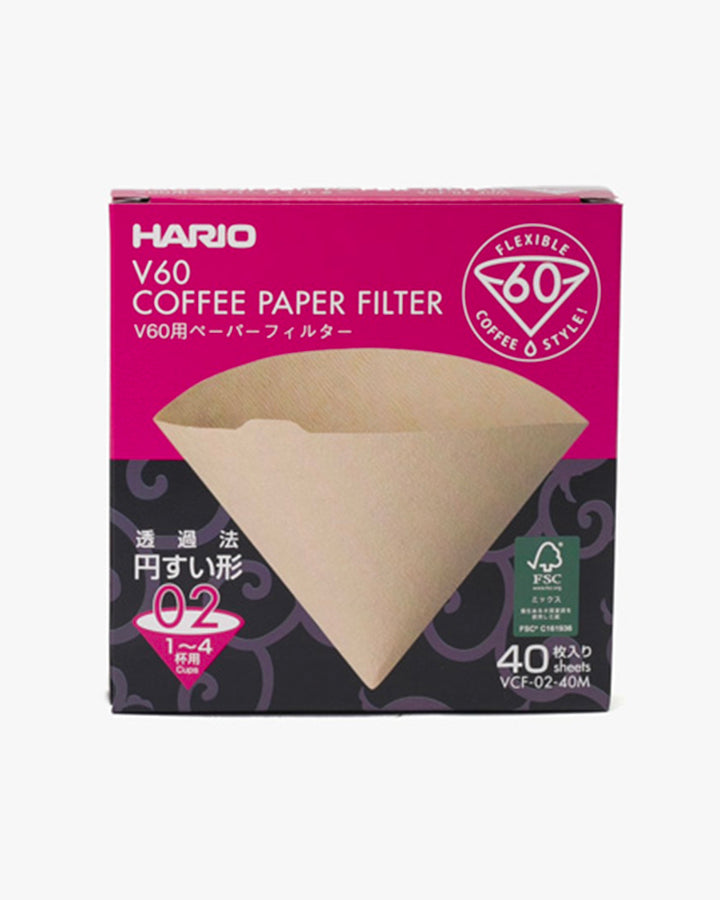 Paper Filter, 02 "Misarashi", Hario 40ct Box, Natural