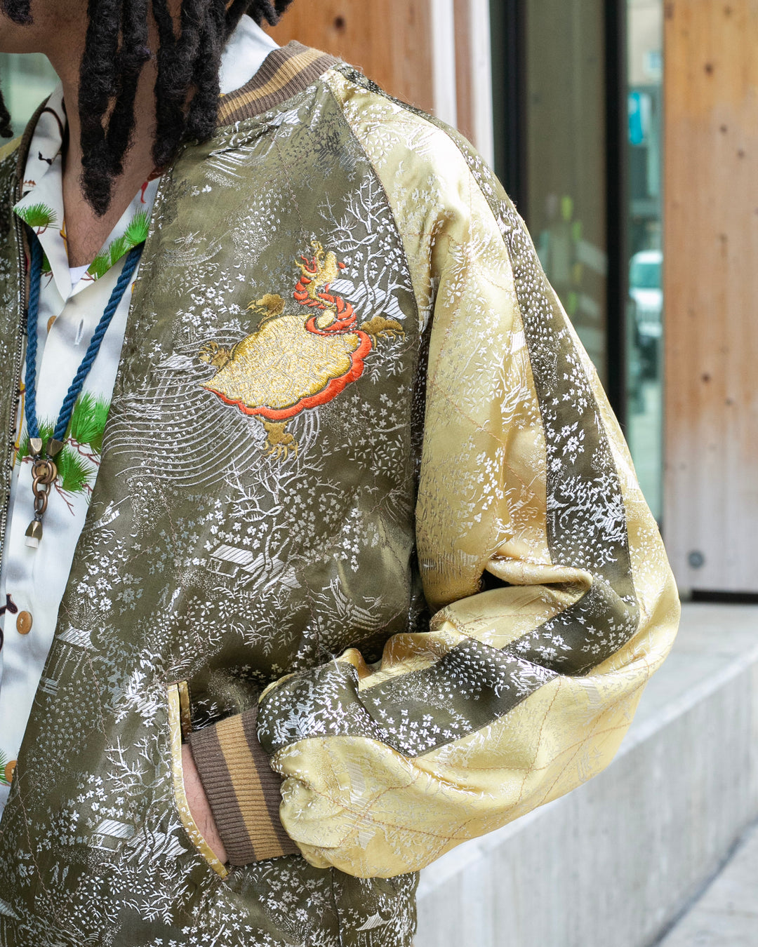 Japanese Repro Souvenir Jacket, Reversible, Brown with Dragon - L
