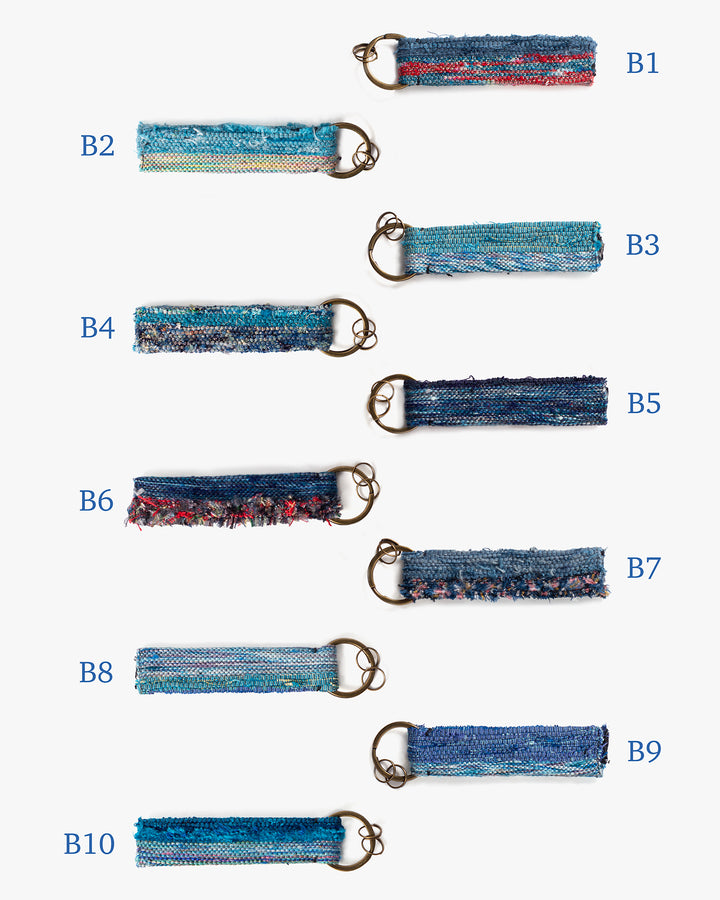 Sakiori Keychain, Nitta Textile Arts Inc., Hand Woven, Blue