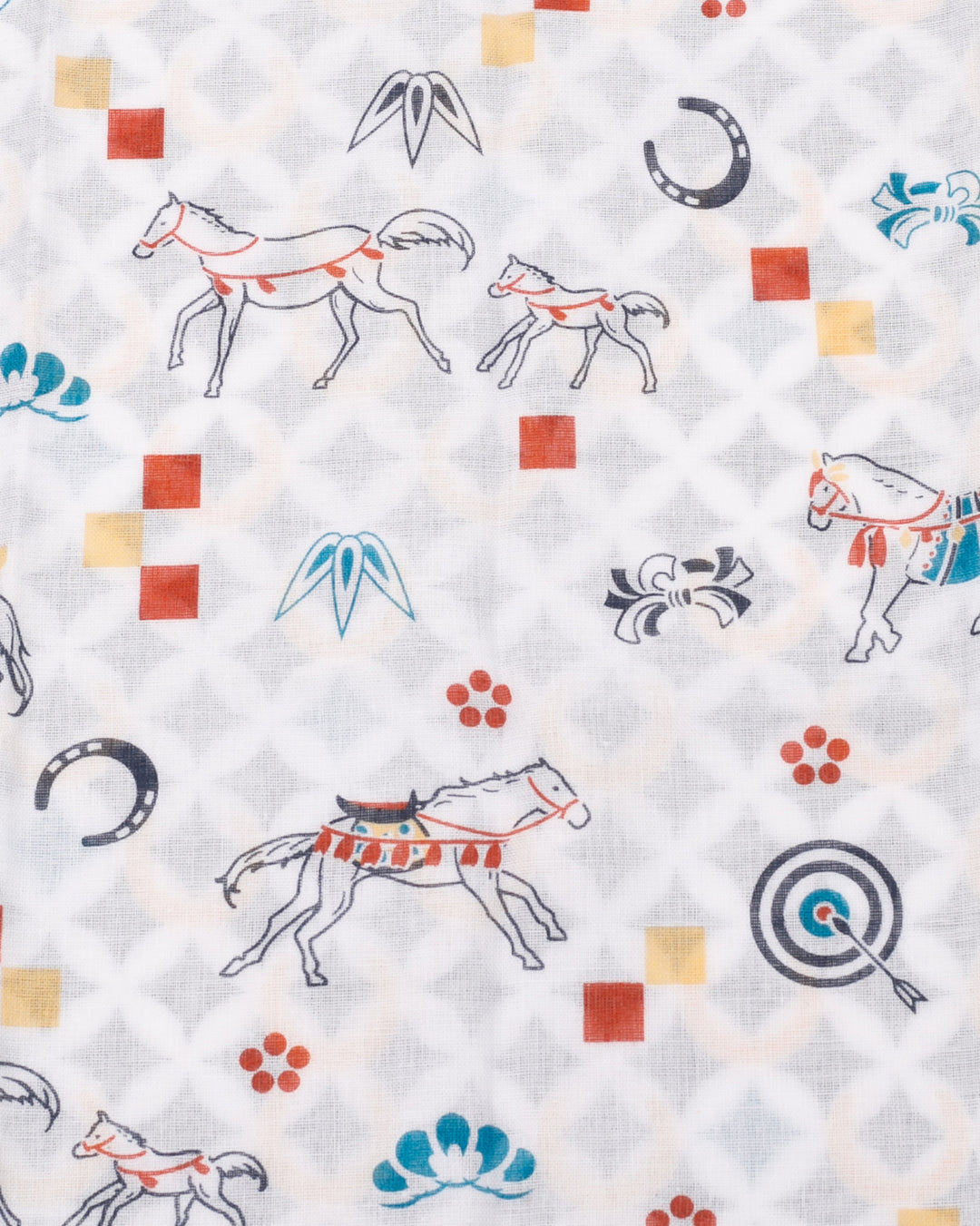 Kurochiku, Two-Sided Cotton Handkerchief, Multi-Color Shippou, Hyoutan and Horse