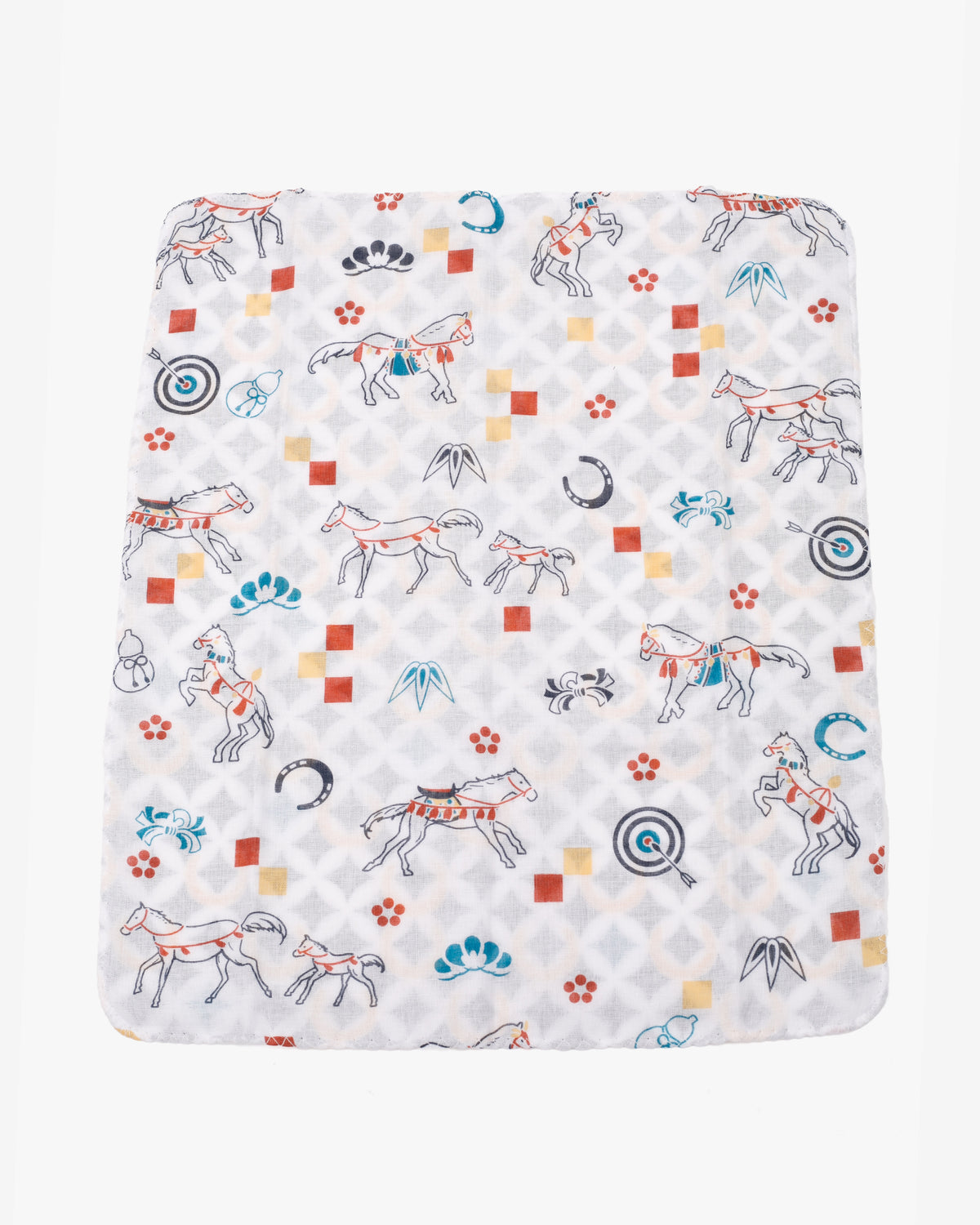 Kurochiku, Two-Sided Cotton Handkerchief, Multi-Color Shippou, Hyoutan and Horse