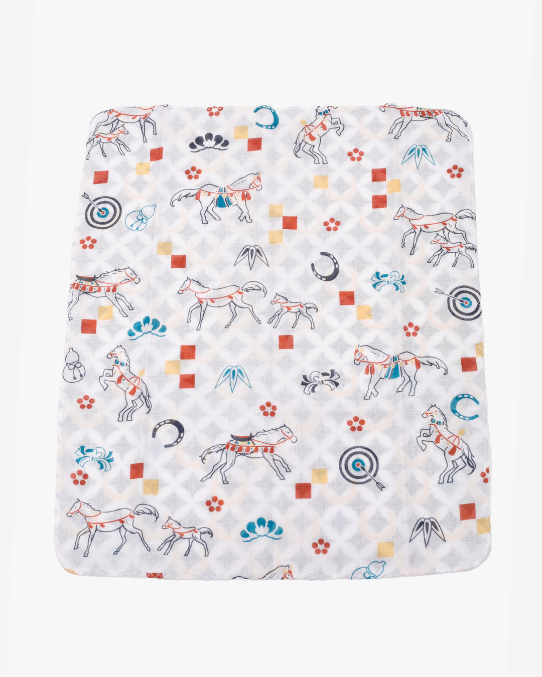 Kurochiku, Two-Sided Cotton Handkerchief, Multi-Color Shippou, Hyoutan and Horse