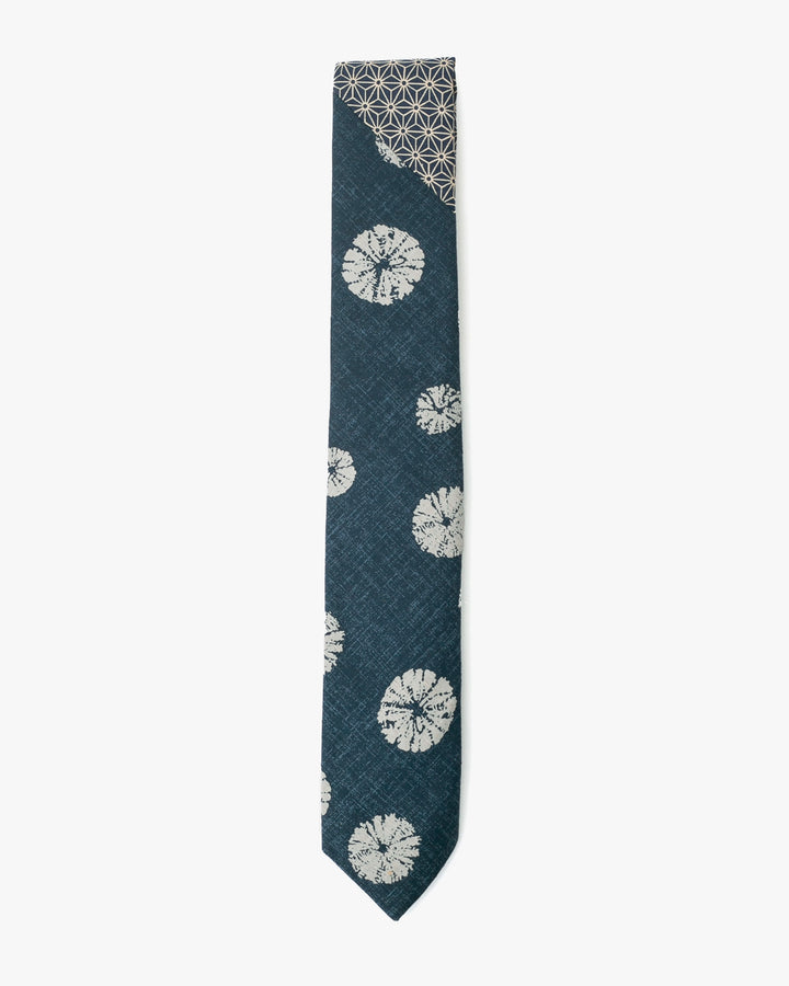 Kiriko Original Tie, Two Tone, Indigo Asanoha with Kumo Shibori