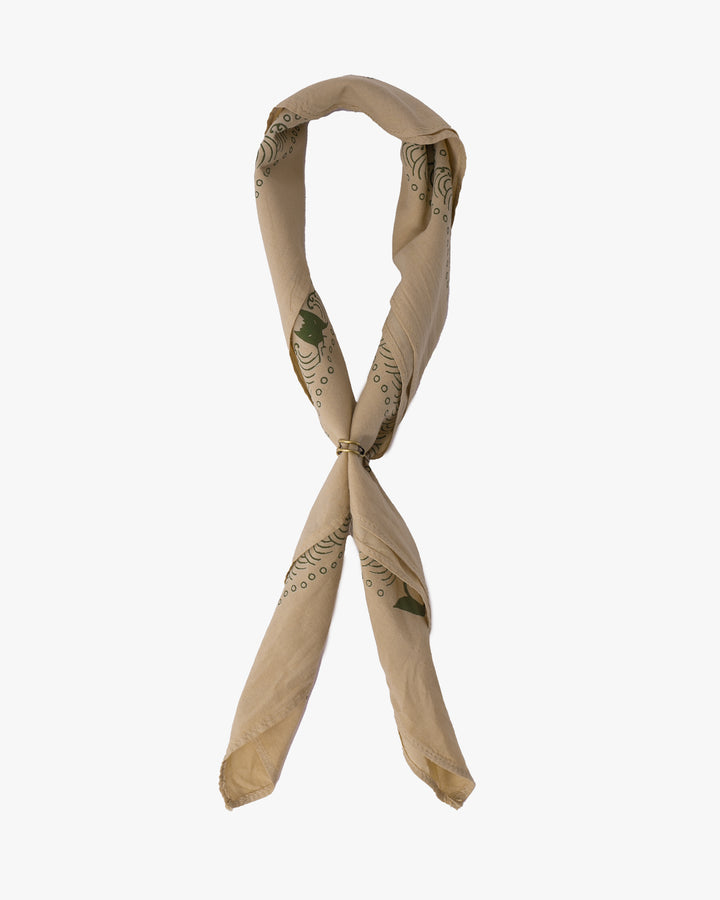 Kiriko Original Screen Printed, Custom-Dyed Bandana, Momotaro - Cream
