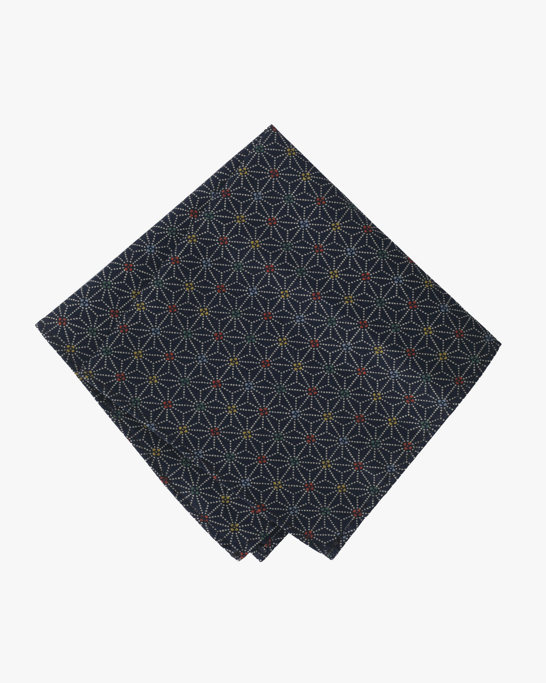 Kiriko Original Pocket Square, Navy with Dotted Asanoha
