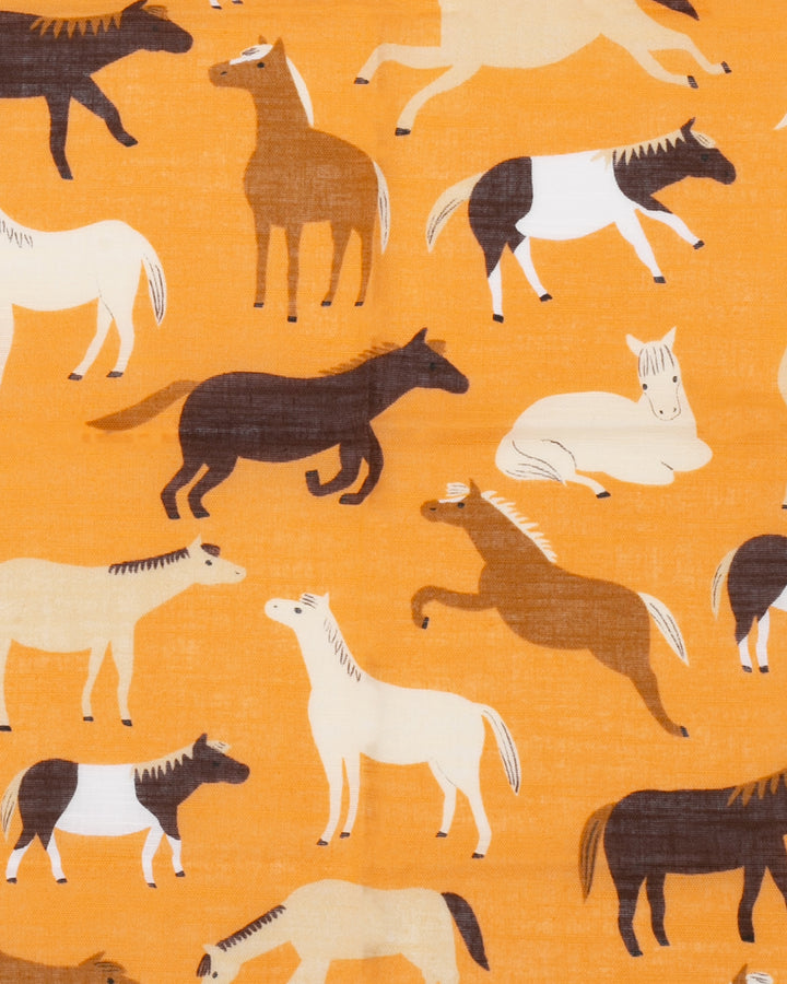 Japanese Handkerchief, Classic, Yoko Matsumoto, Orange, Horses
