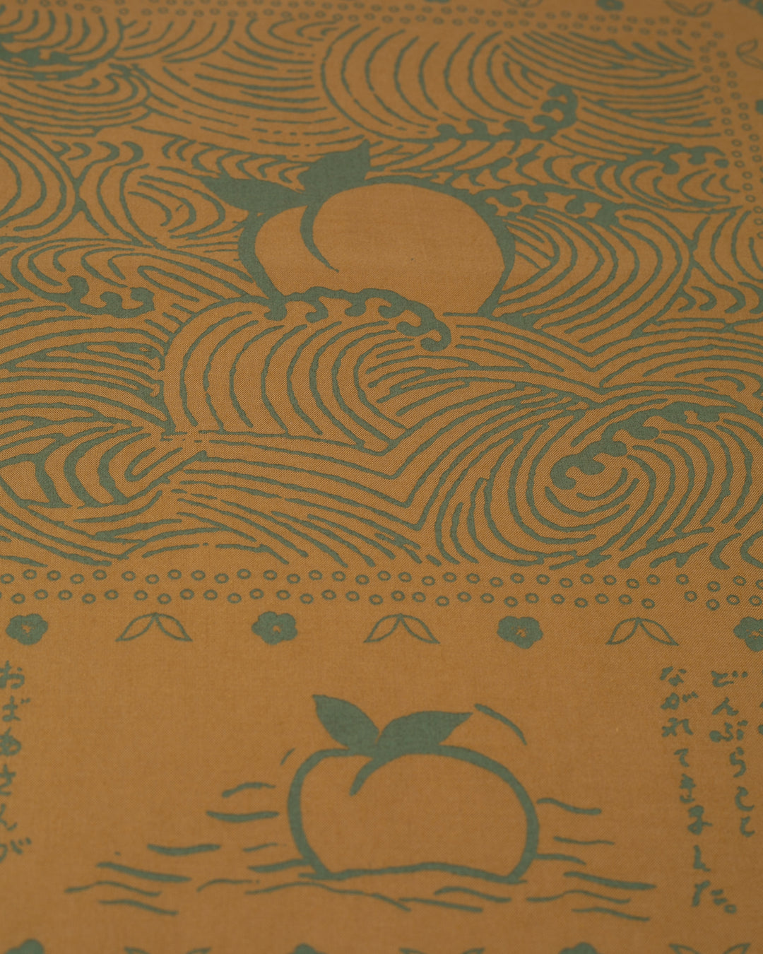 Kiriko Original Screen Printed, Custom-Dyed Bandana, Momotaro - Faded Gold