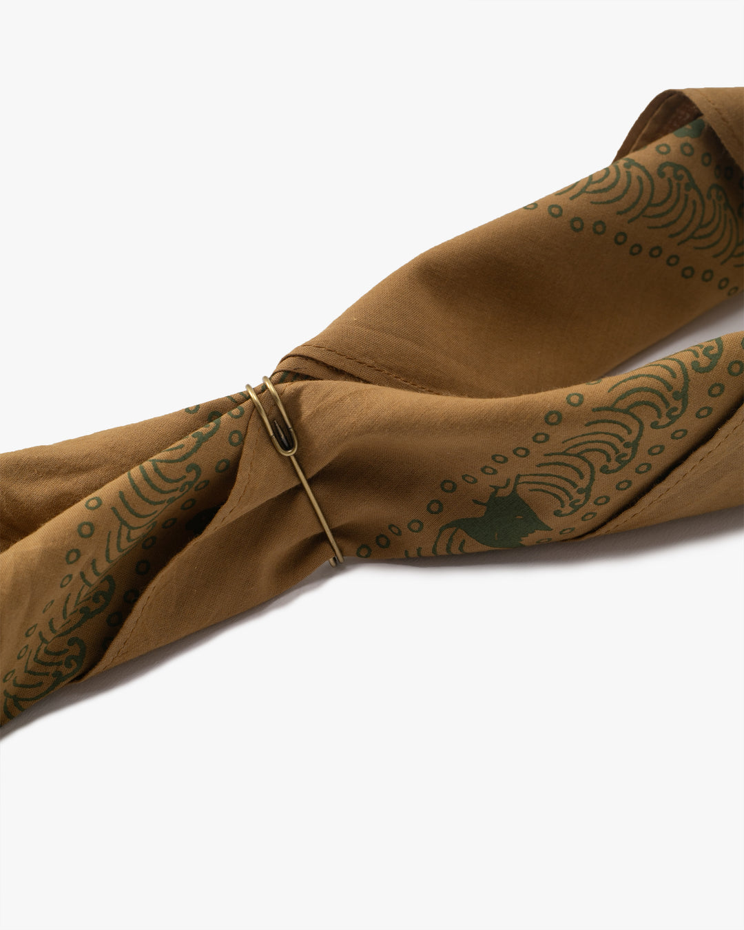 Kiriko Original Screen Printed, Custom-Dyed Bandana, Momotaro - Faded Gold