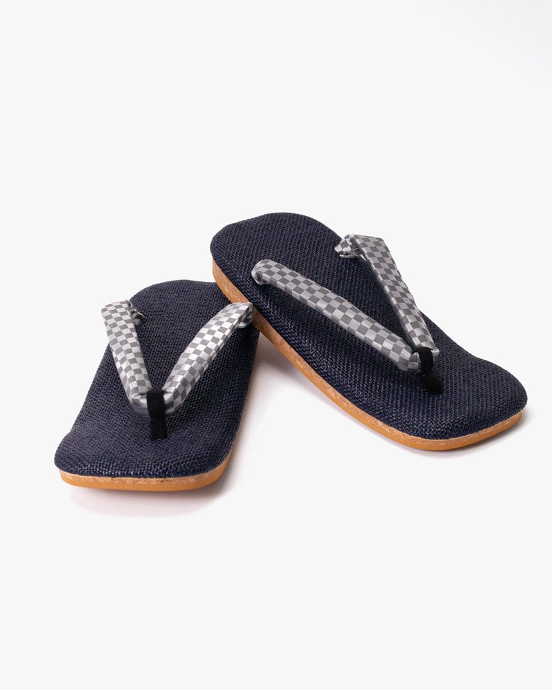 Yamato Kobo, Setta Sandals, Indigo with Grey Ichimatsu – Kiriko Made