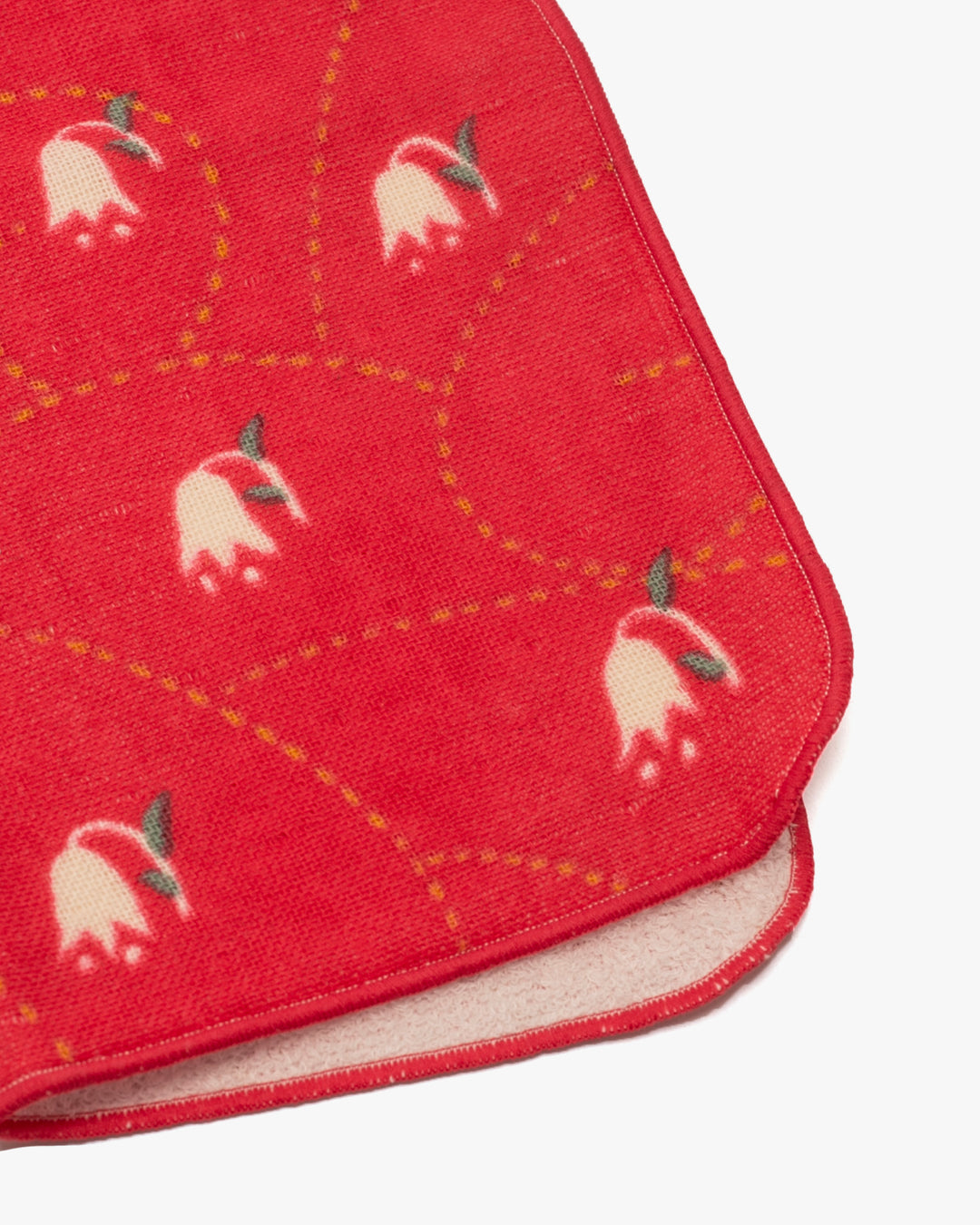 Musubi, Gauze Pile Handkerchief, Yumeji Takehisa, Lily of the Valley, Red, 10" x 10"